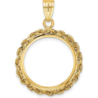 14K Yellow Gold Polished Rope Coin Bezel Pendant - 18.0mm by Numis Coin Jewelry