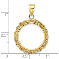 14K Yellow Gold Polished Rope Coin Bezel Pendant - 18.0mm by Numis Coin Jewelry