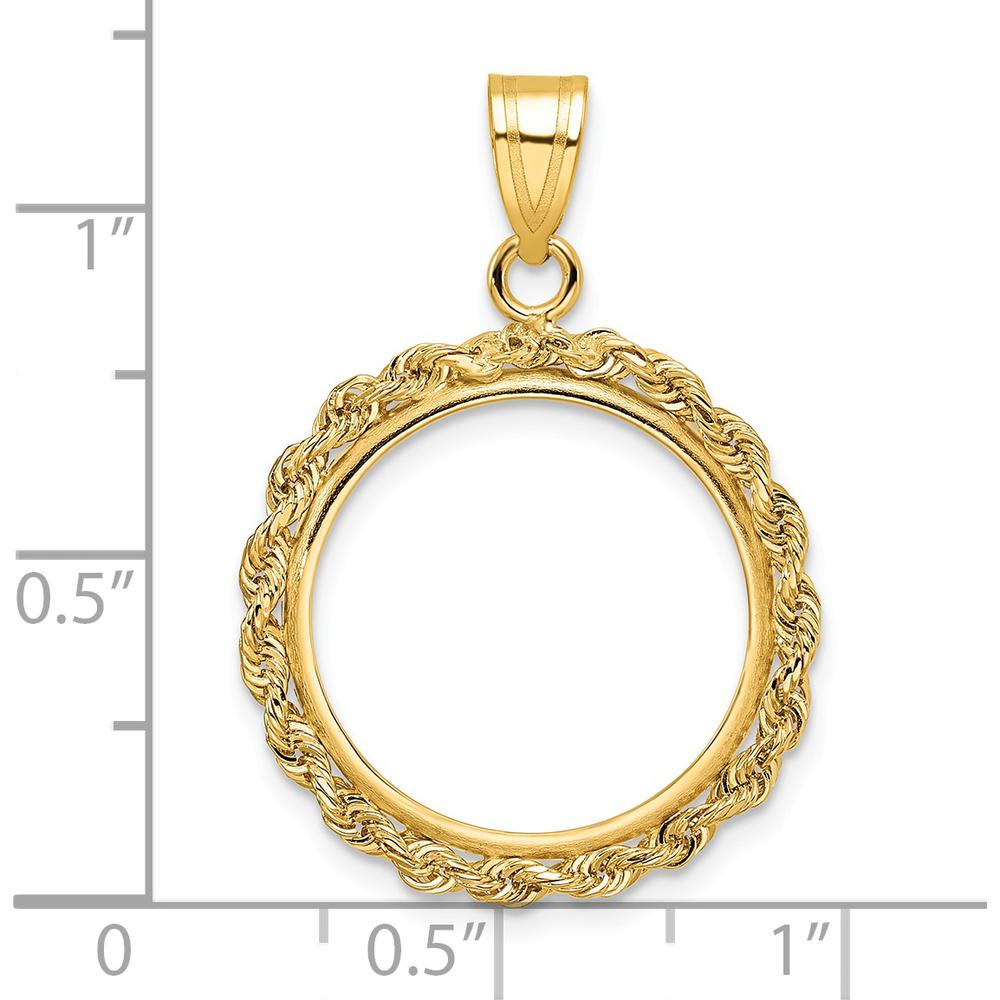 14K Yellow Gold Polished Rope Coin Bezel Pendant - 18.0mm by Numis Coin Jewelry