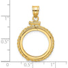 14K Yellow Gold Polished Rope Coin Bezel Pendant for 1/10 oz. American Eagle Coin - 31.2mm Length by Numis Coin Jewelry