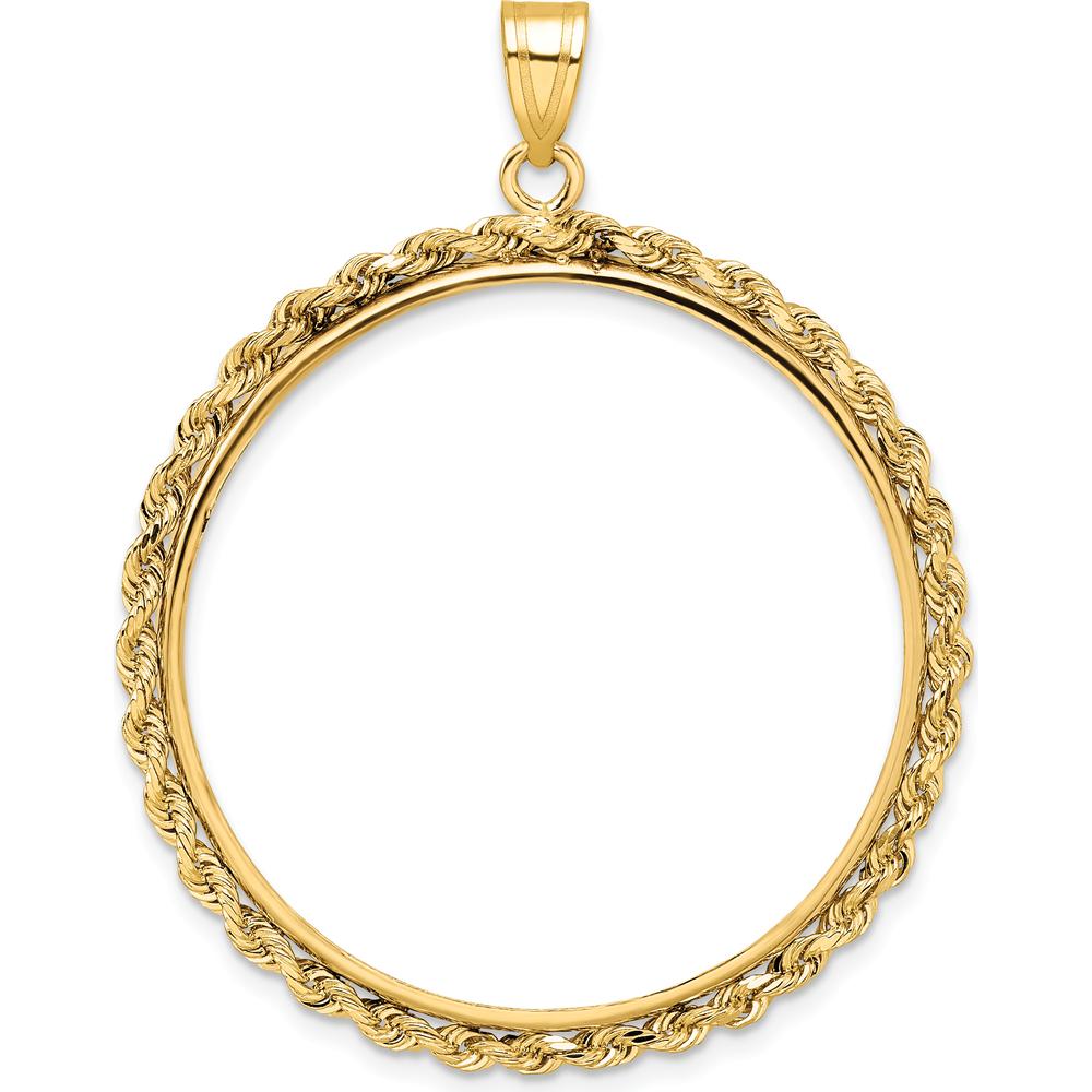 14K Yellow Gold Polished Rope Coin Bezel Pendant - Holds 1 oz. Panda Coin by Numis Coin Jewelry