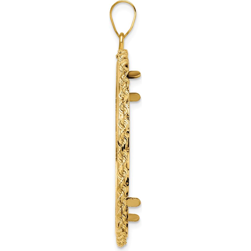 14K Yellow Gold Polished Rope Coin Bezel Pendant - Holds 1 oz. Panda Coin by Numis Coin Jewelry