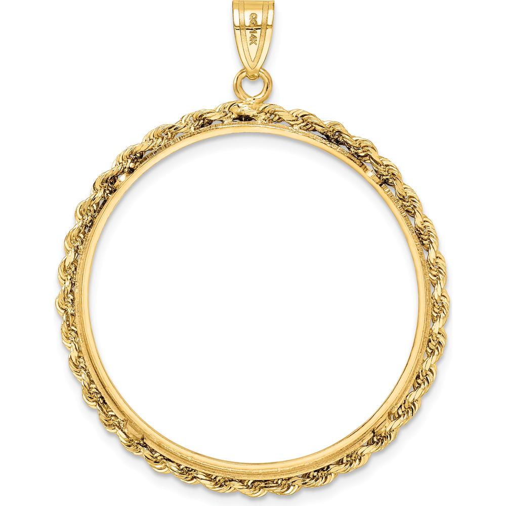 14K Yellow Gold Polished Rope Coin Bezel Pendant - Holds 1 oz. Panda Coin by Numis Coin Jewelry