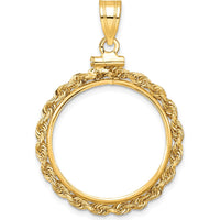 14K Yellow Gold Polished Rope Coin Bezel Pendant with Screw Top - 31.15mm x 25.85mm by Numis Coin Jewelry
