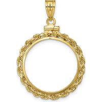 14K Yellow Gold Polished Rope Coin Bezel Pendant with Screw Top - 31.15mm x 25.85mm by Numis Coin Jewelry