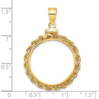 14K Yellow Gold Polished Rope Coin Bezel Pendant with Screw Top - 31.15mm x 25.85mm by Numis Coin Jewelry
