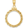 14K Yellow Gold Polished Rope Coin Bezel Pendant with Screw Top - 34mm Length by Numis Coin Jewelry