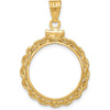 14K Yellow Gold Polished Rope Coin Bezel Pendant with Screw Top - 34mm Length by Numis Coin Jewelry