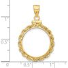 14K Yellow Gold Polished Rope Coin Bezel Pendant with Screw Top - 34mm Length by Numis Coin Jewelry