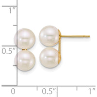 14K Yellow Gold Polished Round Akoya Cultured Pearl Button Earrings - 6-7mm Each by Monteluci Fine Jewelry