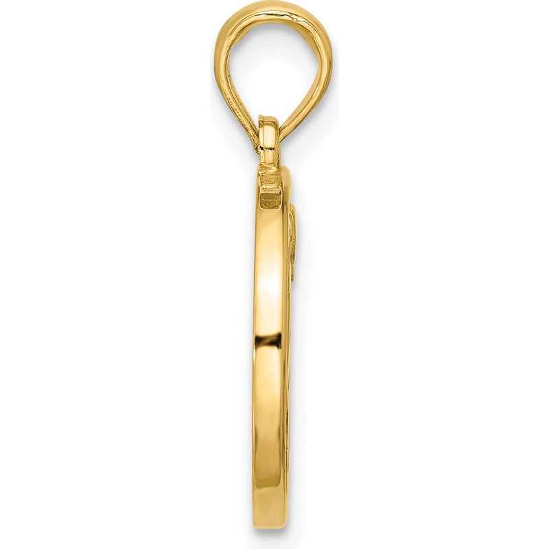 14K Yellow Gold Polished Round Aries Zodiac Pendant - 21.4mm Length by Oro Pregiato