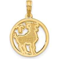 14K Yellow Gold Polished Round Aries Zodiac Pendant - 21.4mm Length by Oro Pregiato