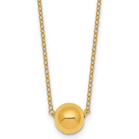 14K Yellow Gold Polished Round Bead 16" Necklace with 2" Extender by 0