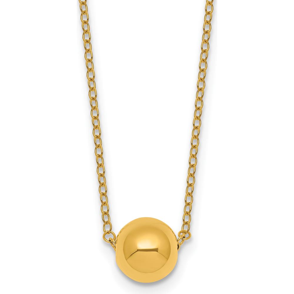 14K Yellow Gold Polished Round Bead 16" Necklace with 2" Extender by 0