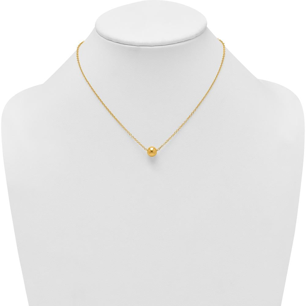 14K Yellow Gold Polished Round Bead 16" Necklace with 2" Extender by 0