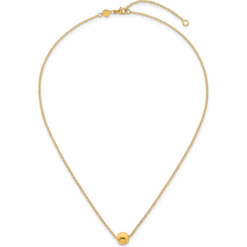 14K Yellow Gold Polished Round Bead 16" Necklace with 2" Extender by 0