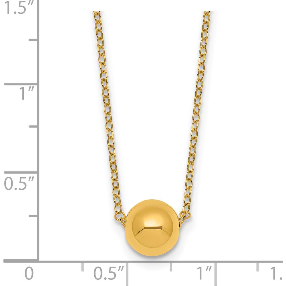 14K Yellow Gold Polished Round Bead 16" Necklace with 2" Extender by 0