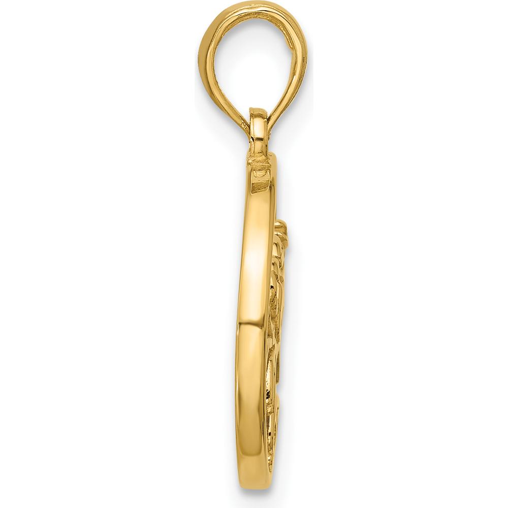 14K Yellow Gold Polished Round Cancer Zodiac Pendant - 17mm Length by Oro Pregiato