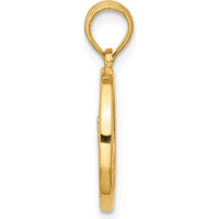 14K Yellow Gold Polished Round Capricorn Pendant with Textured Back - 21.4mm Length by Oro Pregiato