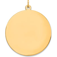 14K Yellow Gold Polished Round Disc Charm - Custom Engravable Pendant by Oro Pregiato