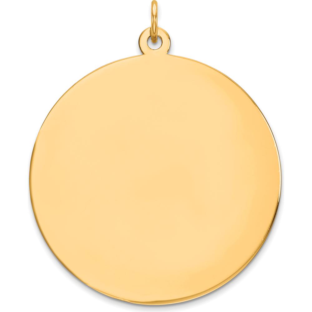14K Yellow Gold Polished Round Disc Charm - Custom Engravable Pendant by Oro Pregiato