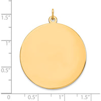 14K Yellow Gold Polished Round Disc Charm - Custom Engravable Pendant by Oro Pregiato