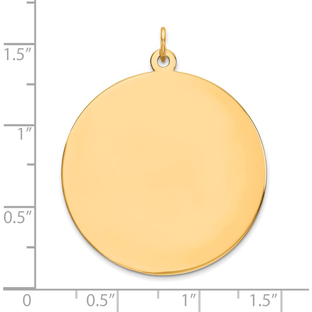 14K Yellow Gold Polished Round Disc Charm - Custom Engravable Pendant by Oro Pregiato