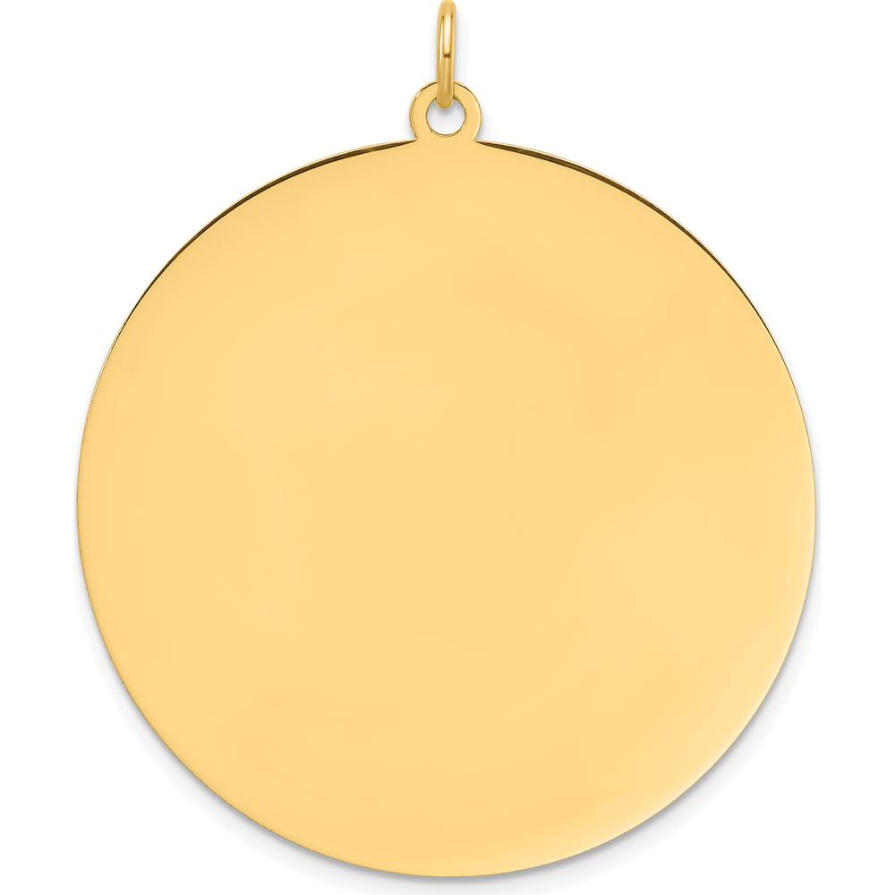 14K Yellow Gold Polished Round Disc Charm - Engravable Pendant by Oro Pregiato