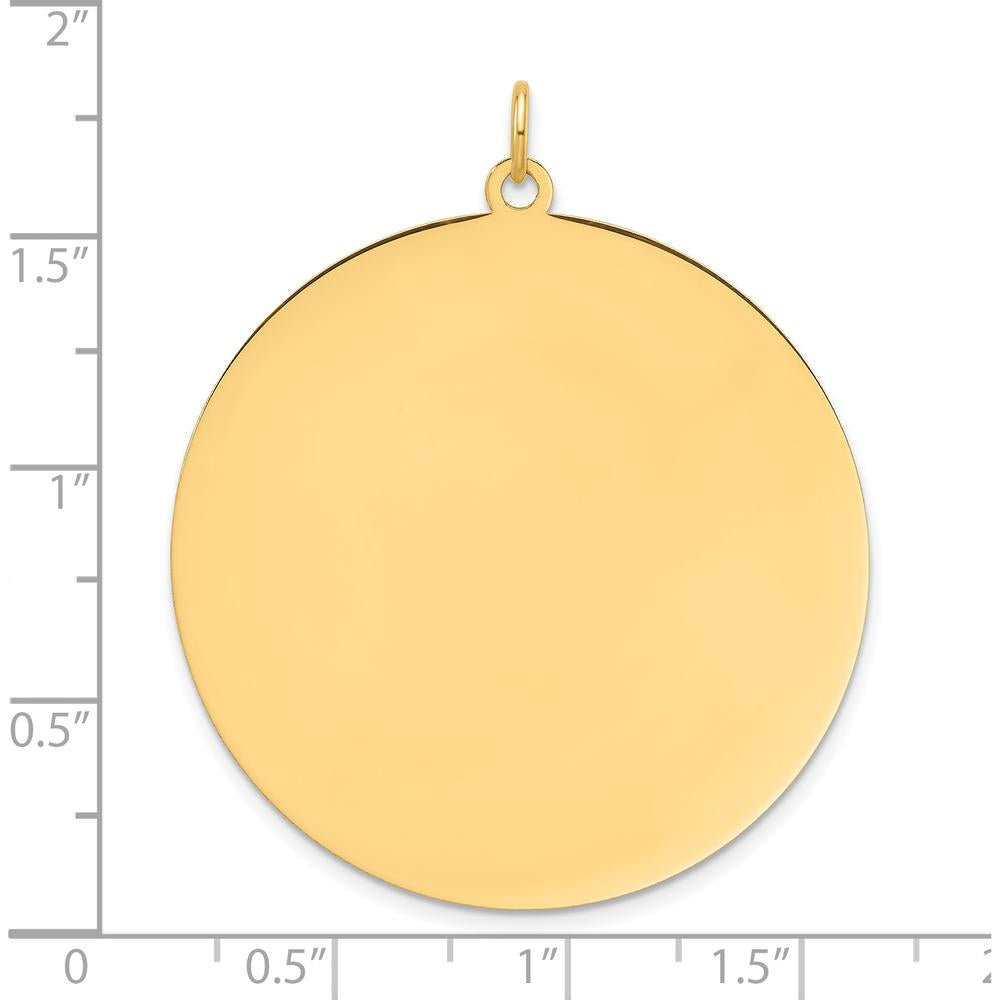 14K Yellow Gold Polished Round Disc Charm for Engraving - 38.3mm by Oro Pregiato