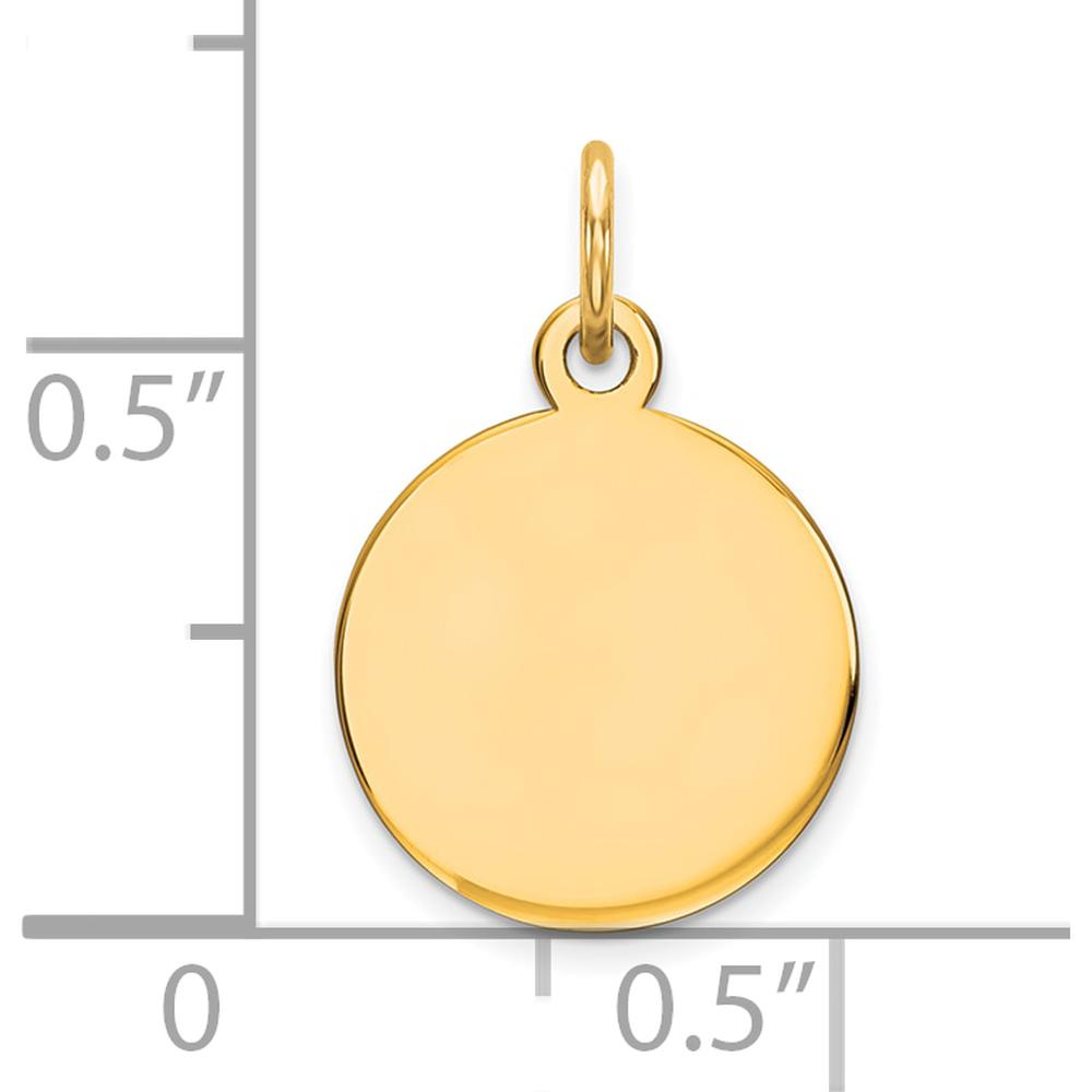 14K Yellow Gold Polished Round Disc Engravable Charm - 18mm by Oro Pregiato