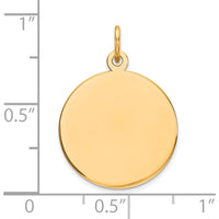 14K Yellow Gold Polished Round Disc Engravable Charm Pendant by Oro Pregiato