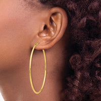 14K Yellow Gold Polished Round Endless 2mm Hoop Earrings - 60mm Diameter by Oro Pregiato