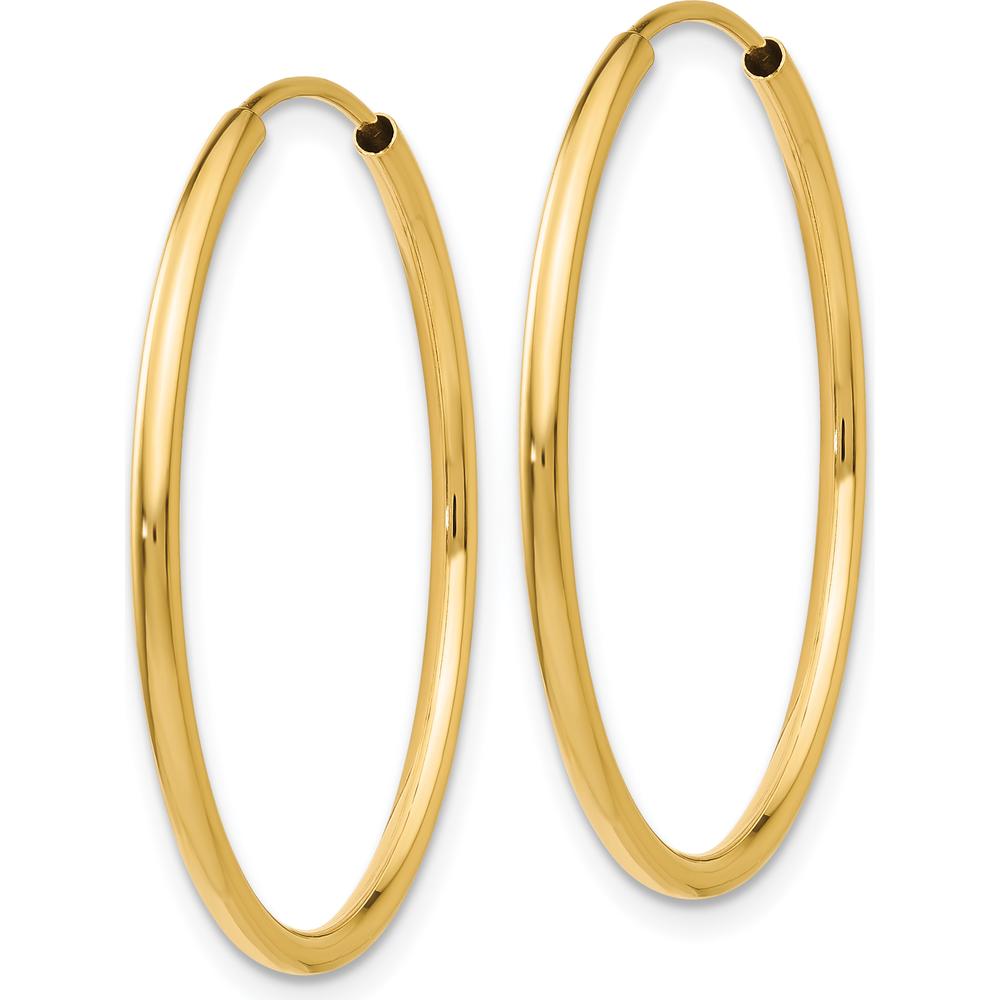 14K Yellow Gold Polished Round Endless Hoop Earrings - 25mm Diameter by Oro Pregiato