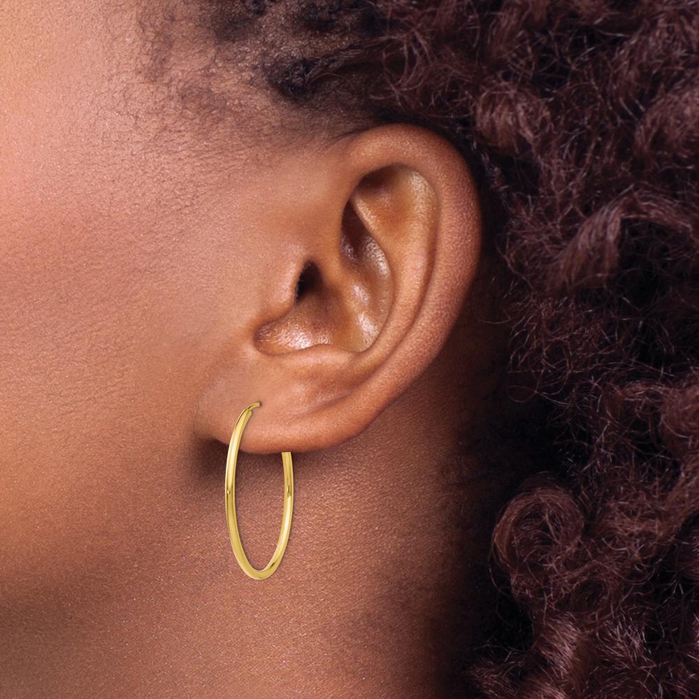 14K Yellow Gold Polished Round Endless Hoop Earrings - 25mm Diameter by Oro Pregiato