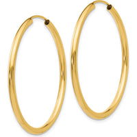 14K Yellow Gold Polished Round Endless Hoop Earrings - 35mm Diameter by Oro Pregiato