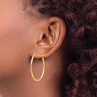 14K Yellow Gold Polished Round Endless Hoop Earrings - 35mm Diameter by Oro Pregiato