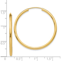 14K Yellow Gold Polished Round Endless Hoop Earrings - 35mm Diameter by Oro Pregiato
