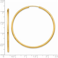 14K Yellow Gold Polished Round Endless Hoop Earrings - 50mm Diameter by Oro Pregiato