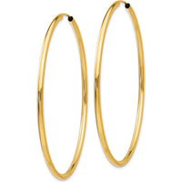 14K Yellow Gold Polished Round Endless Hoop Earrings - 55mm Length by Oro Pregiato