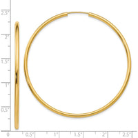 14K Yellow Gold Polished Round Endless Hoop Earrings - 55mm Length by Oro Pregiato