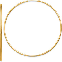 14K Yellow Gold Polished Round Endless Hoop Earrings - 64mm Diameter by Oro Pregiato