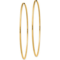 14K Yellow Gold Polished Round Endless Hoop Earrings - 64mm Diameter by Oro Pregiato