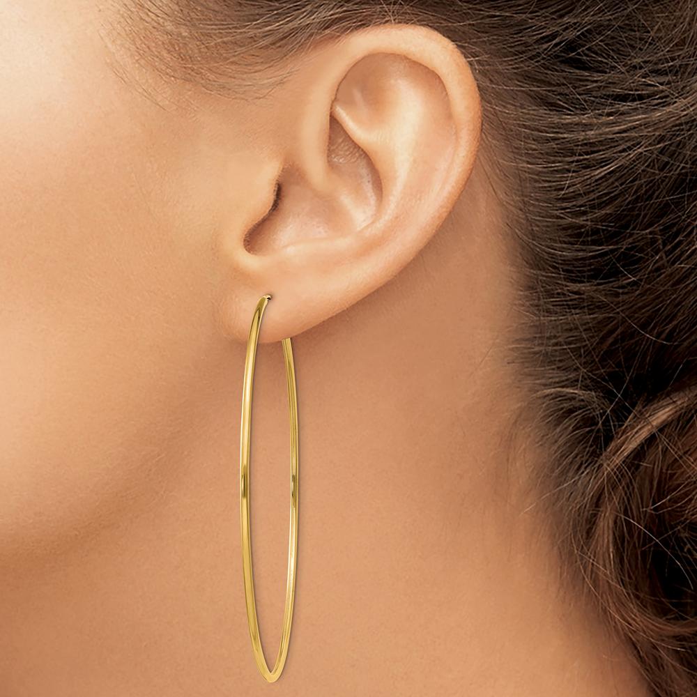 14K Yellow Gold Polished Round Endless Hoop Earrings - 64mm Diameter by Oro Pregiato