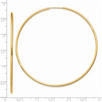 14K Yellow Gold Polished Round Endless Hoop Earrings - 64mm Diameter by Oro Pregiato