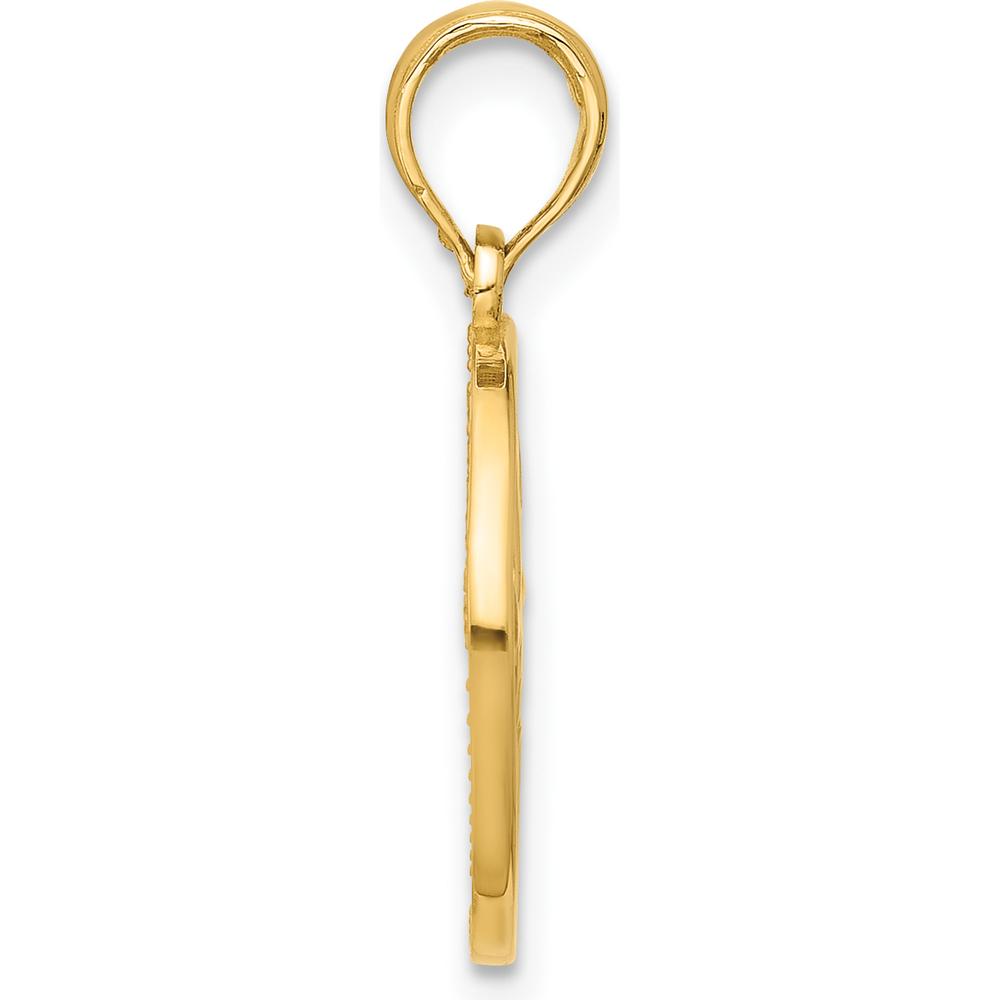 14K Yellow Gold Polished Round Gemini Zodiac Pendant - 21.4mm Length by Oro Pregiato