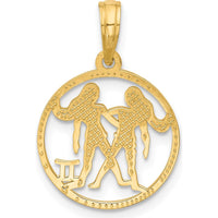 14K Yellow Gold Polished Round Gemini Zodiac Pendant - 21.4mm Length by Oro Pregiato