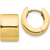 14K Yellow Gold Polished Round Hinged Hoop Earrings - 10mm Length by Oro Pregiato