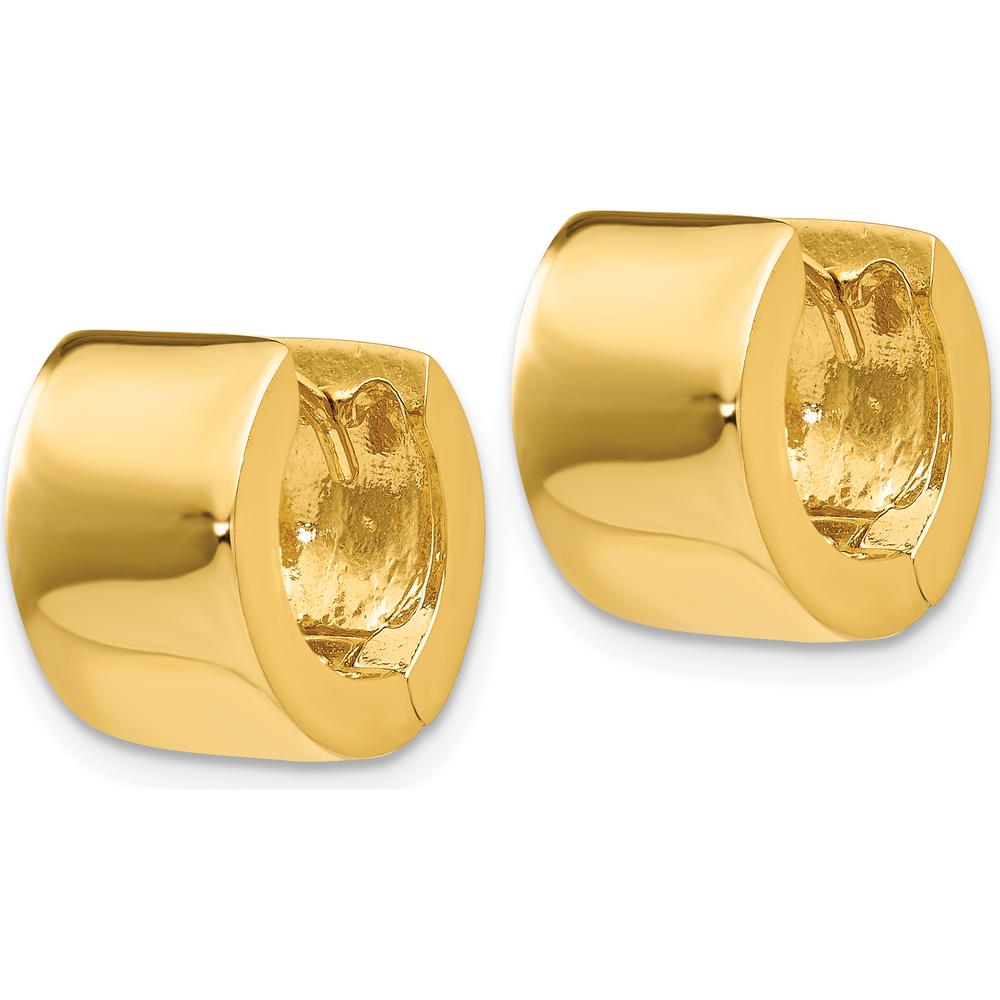 14K Yellow Gold Polished Round Hinged Hoop Earrings - 10mm Length by Oro Pregiato