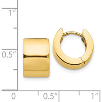 14K Yellow Gold Polished Round Hinged Hoop Earrings - 10mm Length by Oro Pregiato