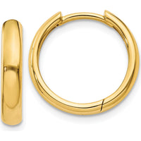 14K Yellow Gold Polished Round Hinged Hoop Earrings - 11mm Length by Oro Pregiato
